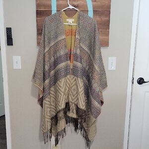 Lovestich Multicolor Boho Fringe Poncho one size
